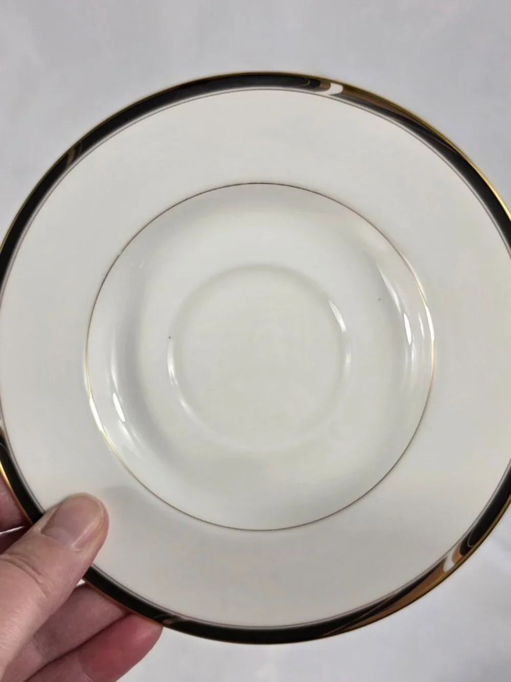 ONE Mikasa Academy Bone China Cup & Saucer Set White with Black & Gold Band